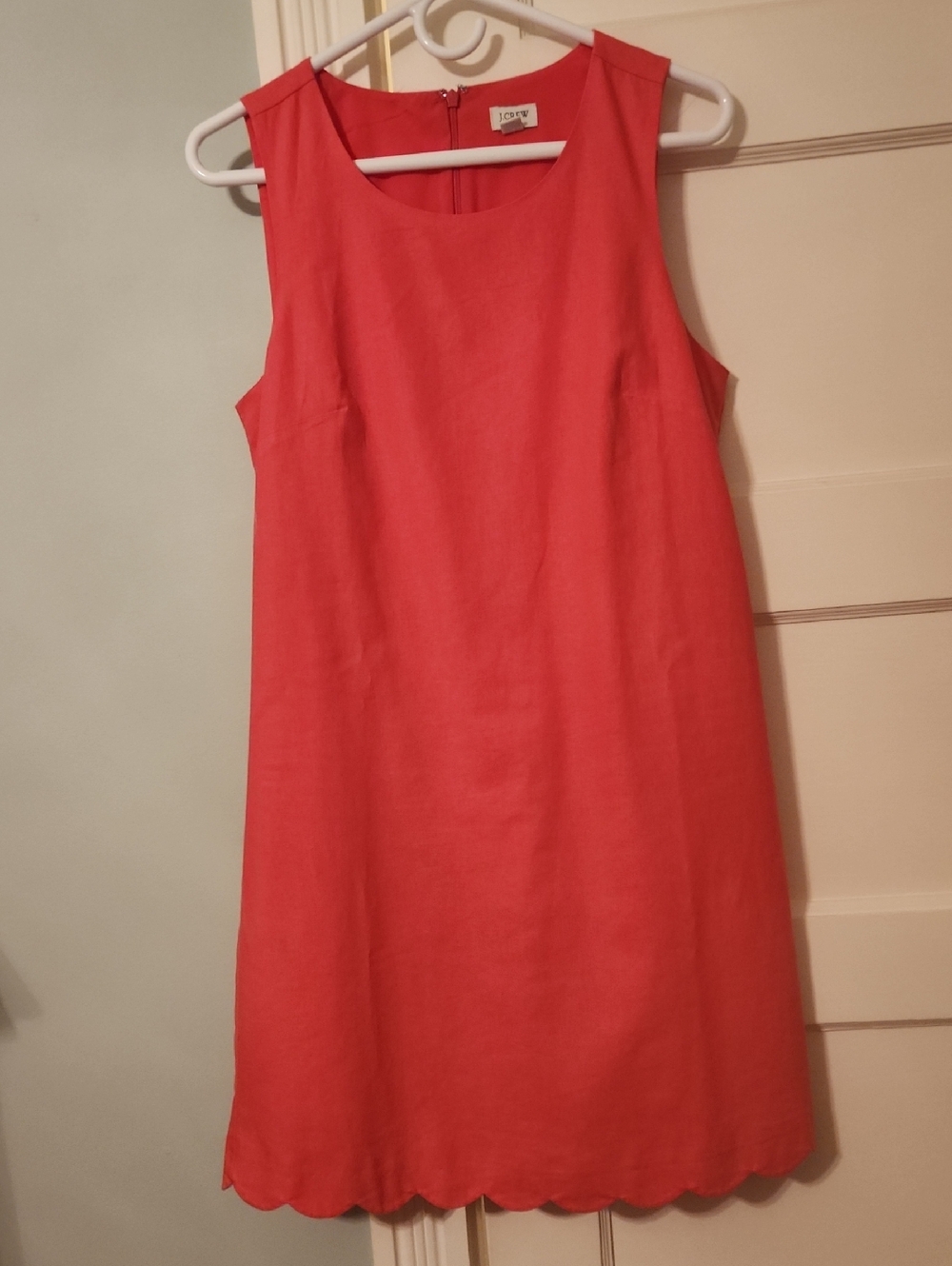 J. Crew Coral Scalloped-Hem Sleeveless Mini Dress